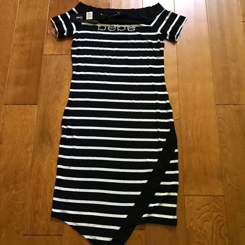 Bebe rhinestone logo striped dresses - Picture 3 of 5